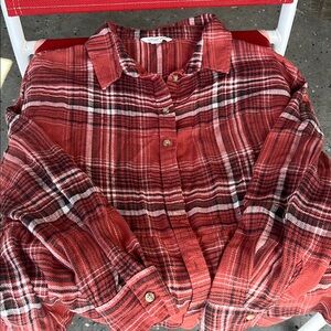 American Eagle Red and Black Plaid Shirt